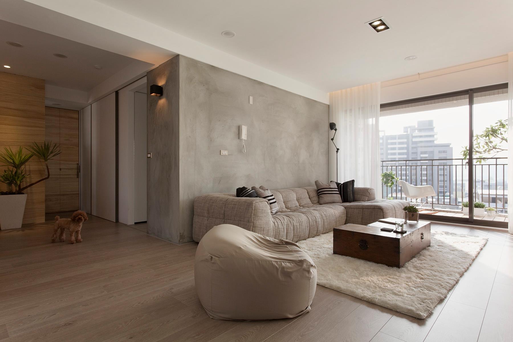 5-Concrete-feature-wall-living-room